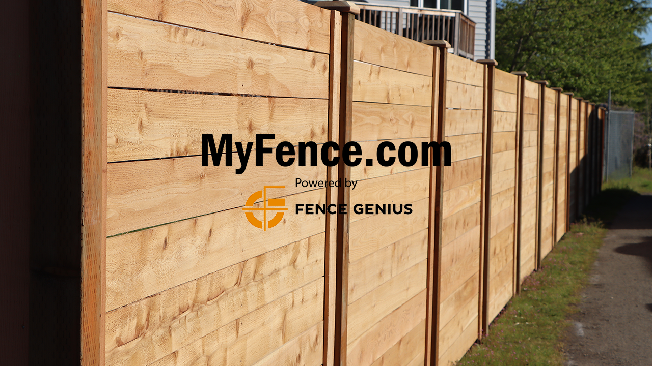 Close-up of horizontal cedar fence construction