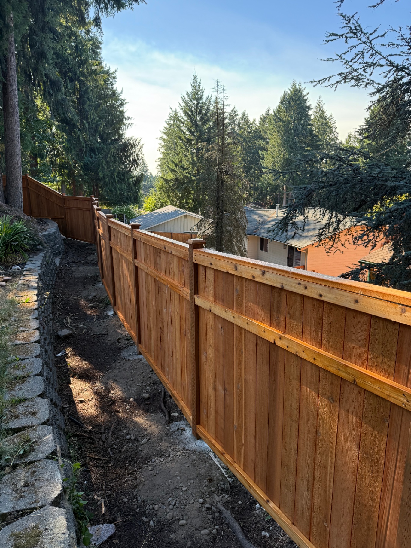 Cedar 3 rail picture frame fence with craftsman look