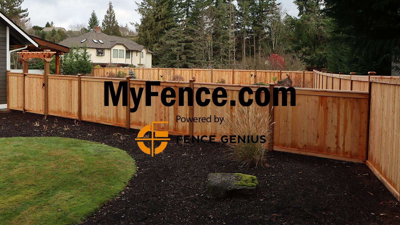 Backyard picture frame cedar fence with gate and arbor - professional work